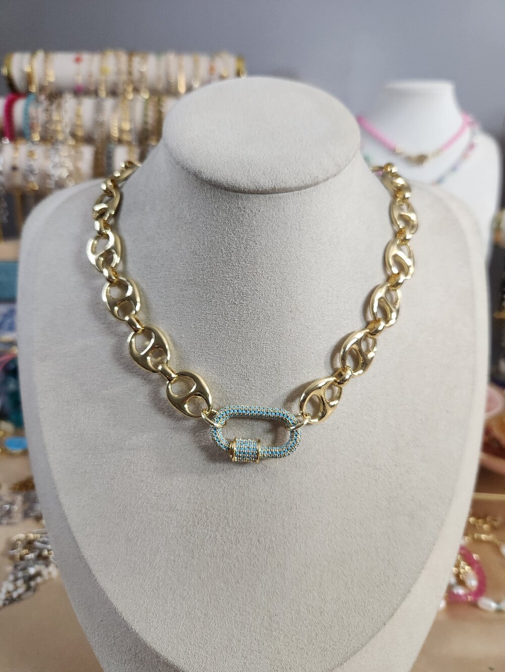14k Gold Plated Carabiner Necklace